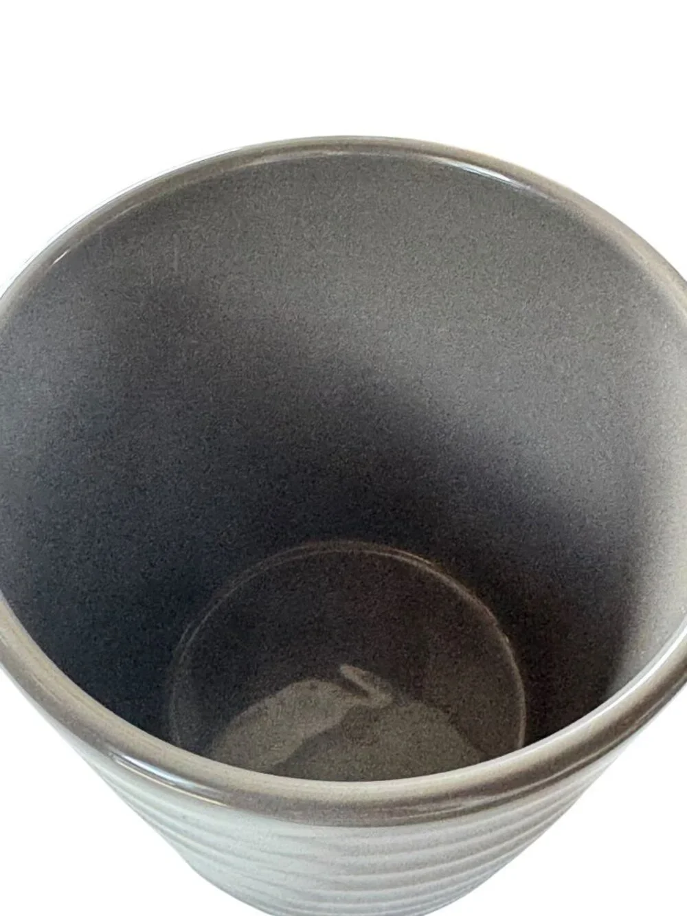 Ceramic Planter Pot Gray Ribbed Design Made In Germany Indoor/Outdoor Use